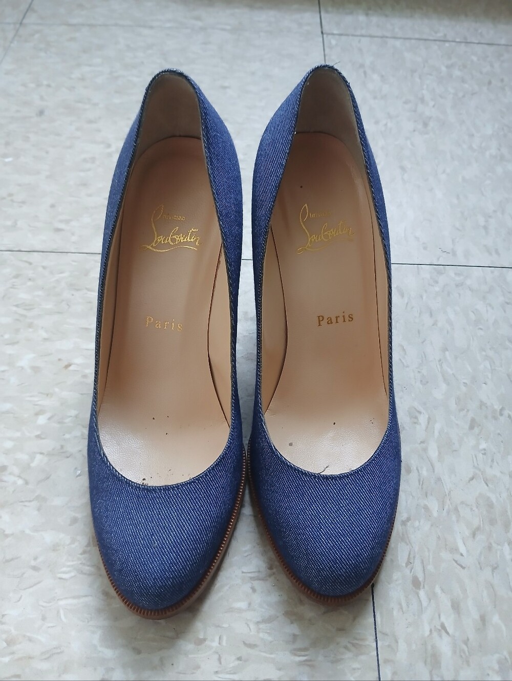 Christian Louboutin Denim Blue Round-Toe Pumps